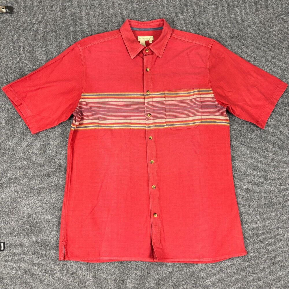 Territory Ahead Cotton Striped Red Shirt Mens XLT Short Sleeve Button Up